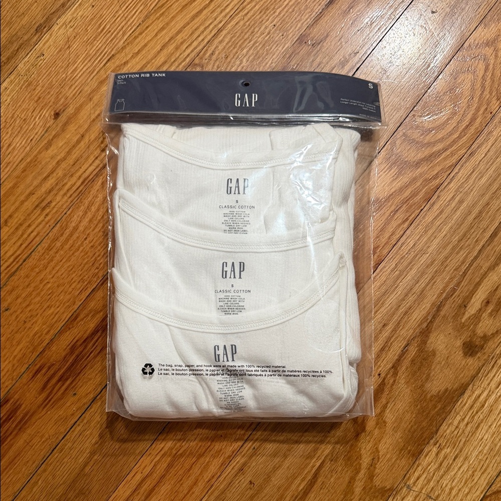 GAP White Ribbed Cotton Tank Top 3-Pack